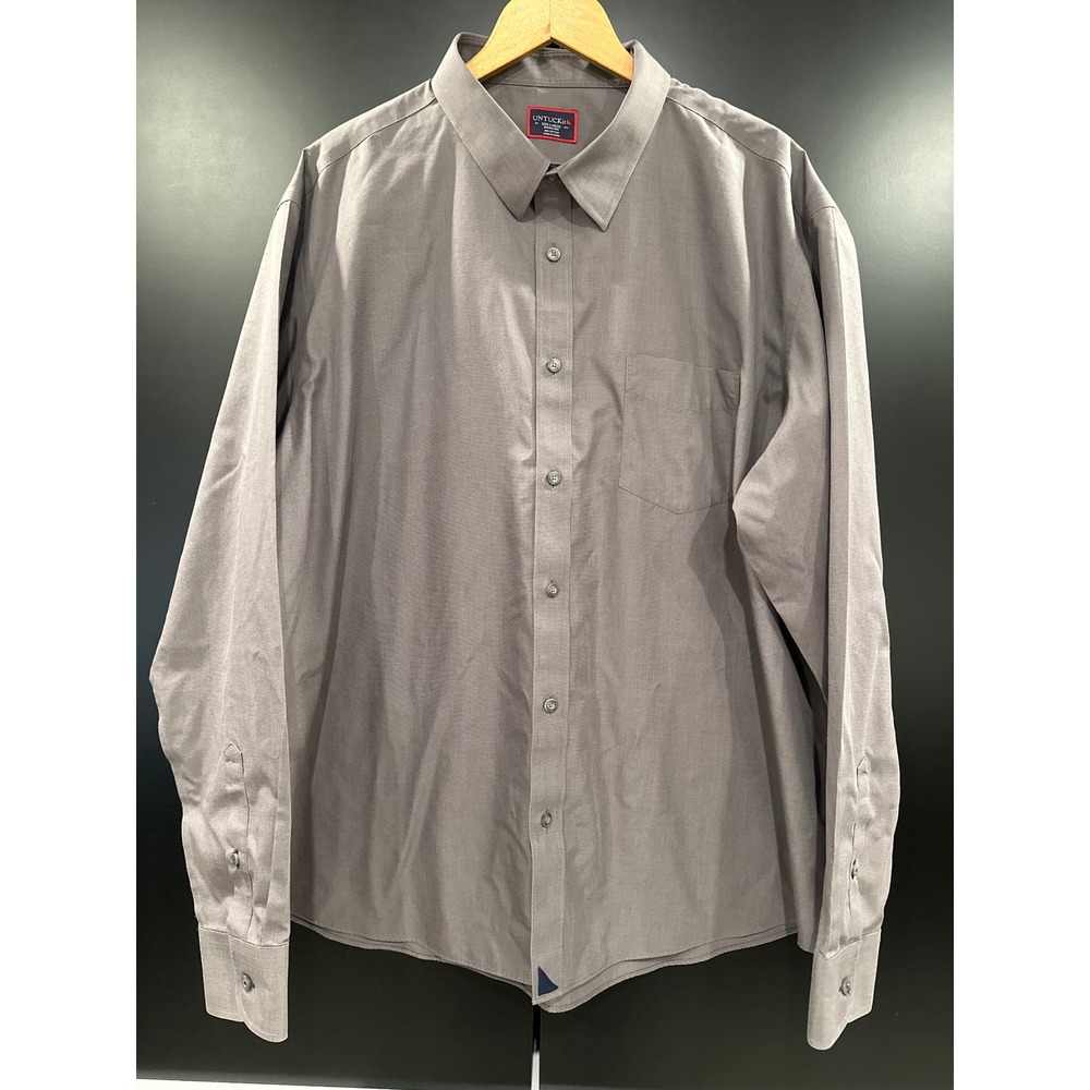 UNTUCKit Sangiovese WF Grey Wrinkle Free Cotton Button Down Shirt Mens XXXL 3XL